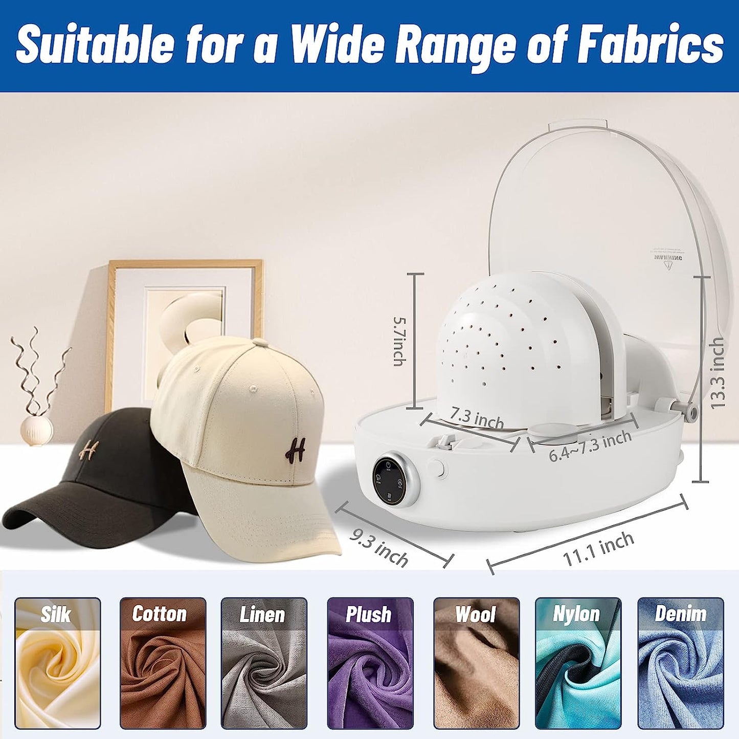 Steam Iron For Cap Dryer For Cap Hat Cleaning&Ironing With Steam Hat Drying With Hot Cold Air Hat Cap Cleaner&Iron Dryer For Vintage Hat And Dad Hat-White Voltage110V