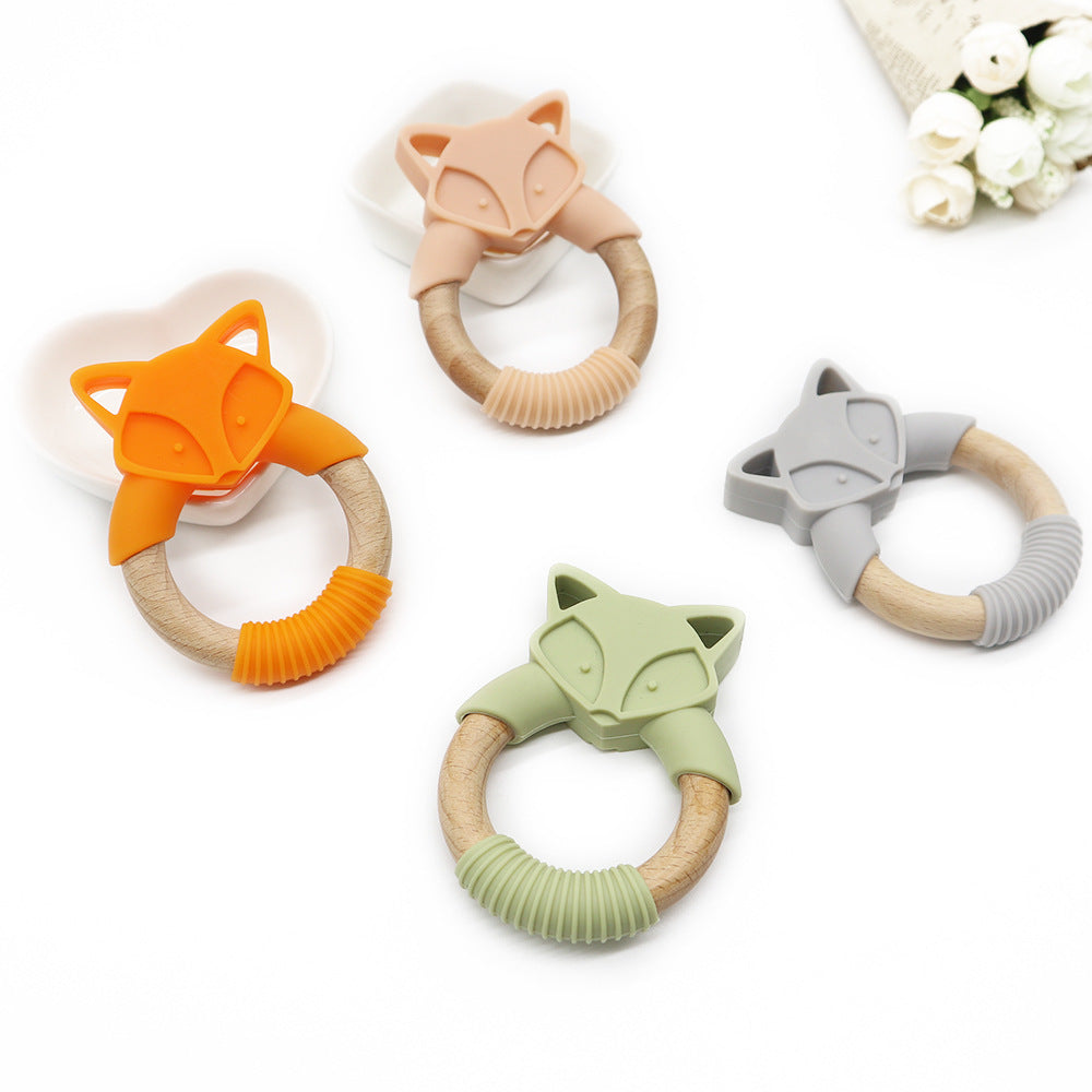Baby Silicone Wood Ring Fox Baby Teether