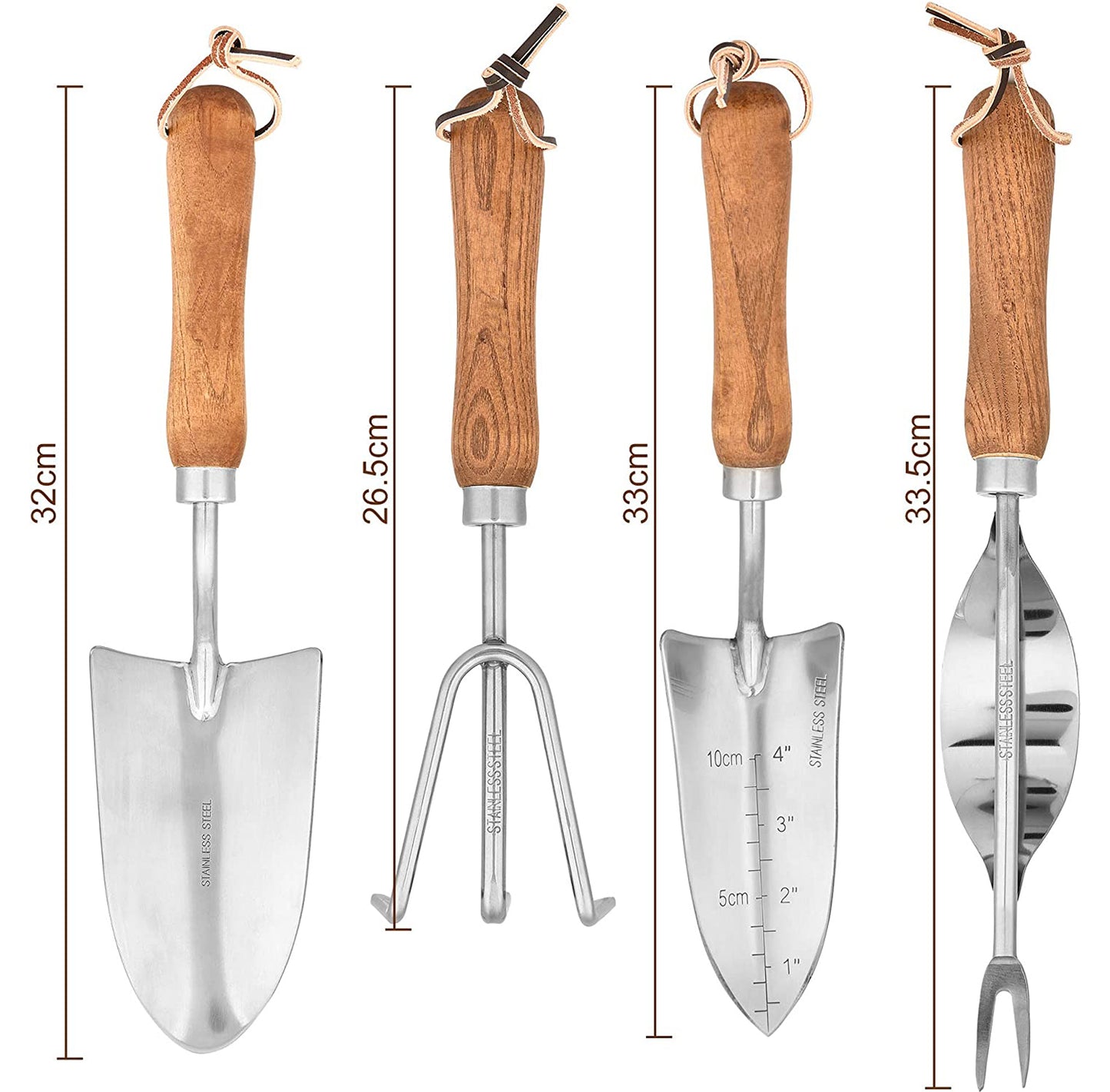 Garden Stainless Steel Tools With Wooden Handle 4-piece Set