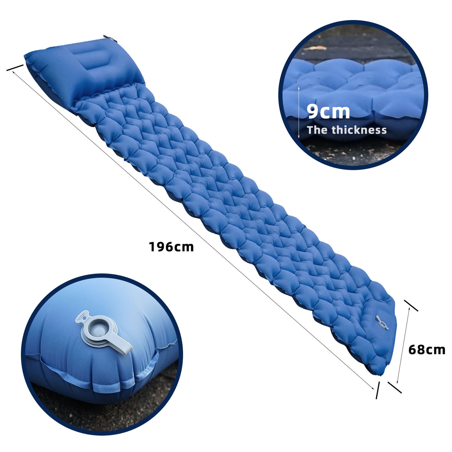 Outdoor Camping Travel Portable Inflatable Cushion Built-in Foot Inflatable