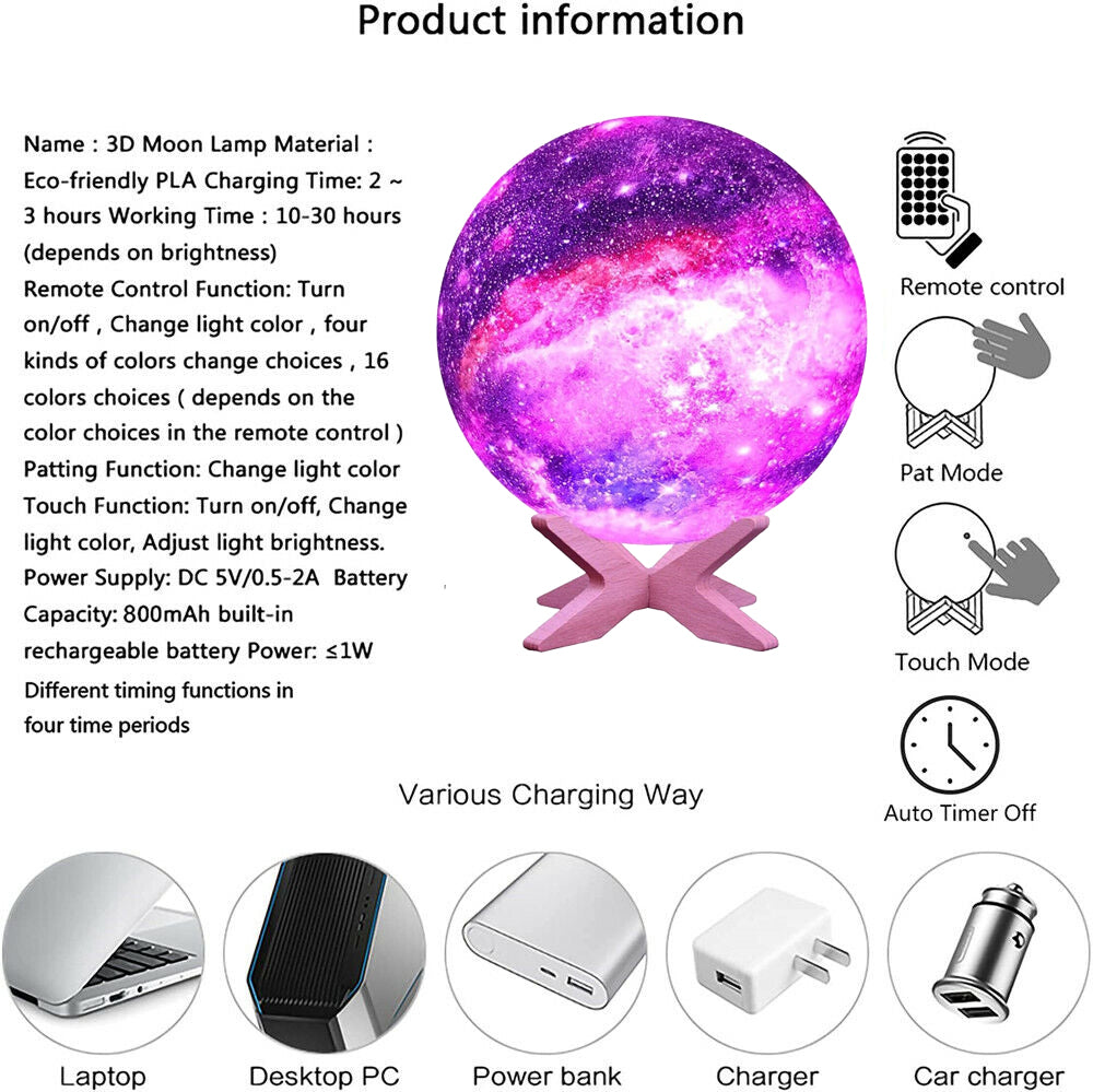USB 3D Printing Galaxy Lamp Moonlight  LED