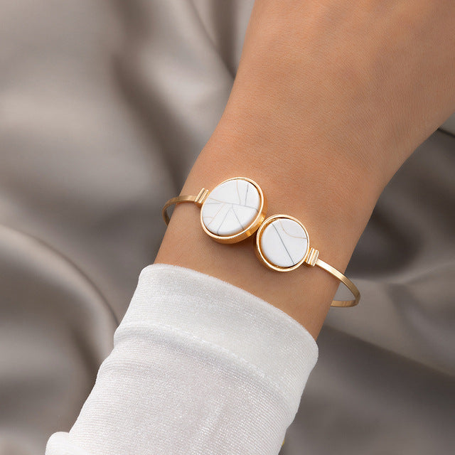 Women's Five-piece Bracelet Set With Imitation Gemstone Inlaid Opening