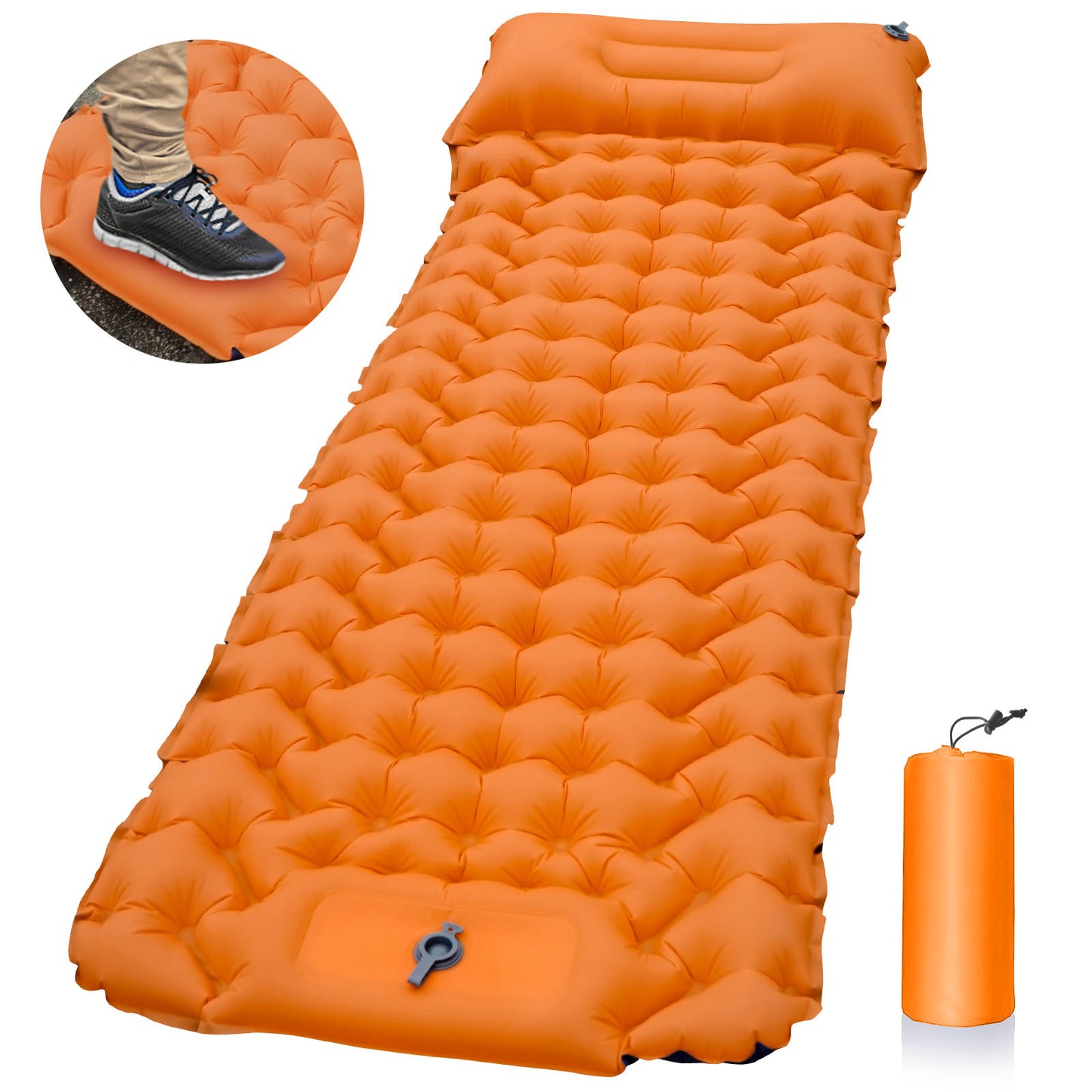 Outdoor Camping Travel Portable Inflatable Cushion Built-in Foot Inflatable