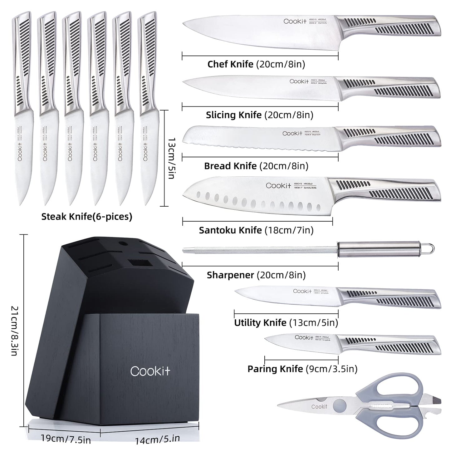 15 Piece Knife Sets with Block,