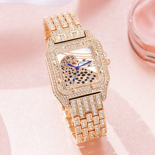 Square Full Star Leopard Diamond Women's Watch Quartz